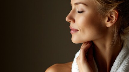 Woman enjoying a moment of relaxation in a serene indoor setting
