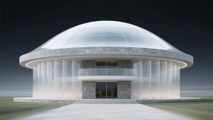 Obraz premium Modern Dome-Shaped Building with Transparent Walls
