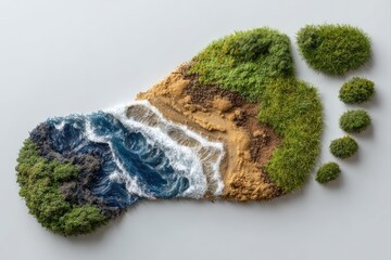 Ecological footprint natures impact in lush green and blue