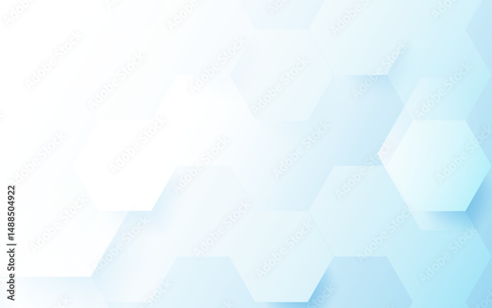 Poster Abstract blue hexagonal background pattern with soft gradients