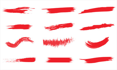 Red  brush strokes set