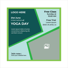 Yoga studio Social Media banner template. Meditation Social media post design