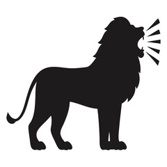 Roaring Lion Silhouette in the Wild Animal Kingdom Black