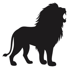 Majestic Lion Silhouette Roaring With Power and Authority Shown Darkly