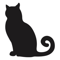 A Silhouette Of A Cat With a Curled Tail