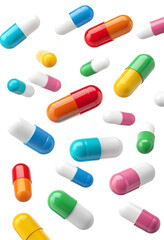 Colorful Capsules Floating in Mid-Air