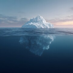 Majestic Iceberg Reflecting in Calm Ocean Waters at Dusk