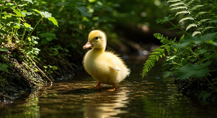 Cute duckling in natural setting