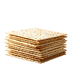 Close-up of a stack of crispy matzah.