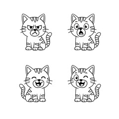 line art cat illustration, for coloring book