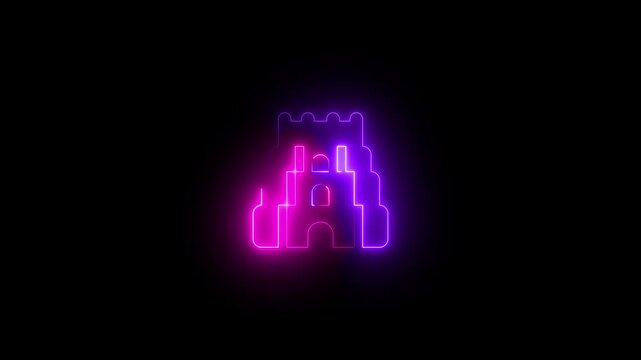 Go pu ram symbol icon animation neon glow on black background