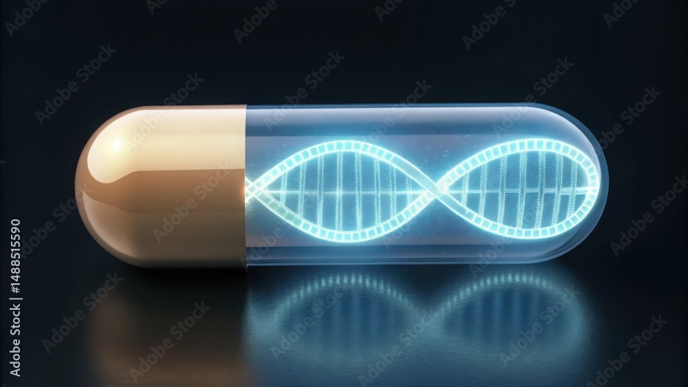 Poster transformative visualization of dna strand in gigapixel technology