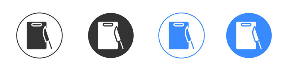 Cutting board with knife editable flat vector illustration concept.