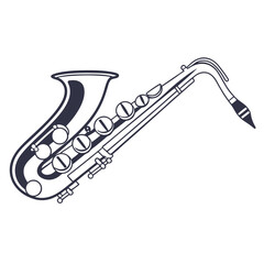 Saxophone flat icon black on white background. Adobe Illustrator Artwork