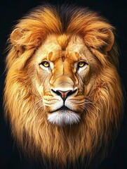 Fototapeta premium Lion Portrait Against Black