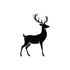 Reindeer silhouette on white background. vector sign illustration design.