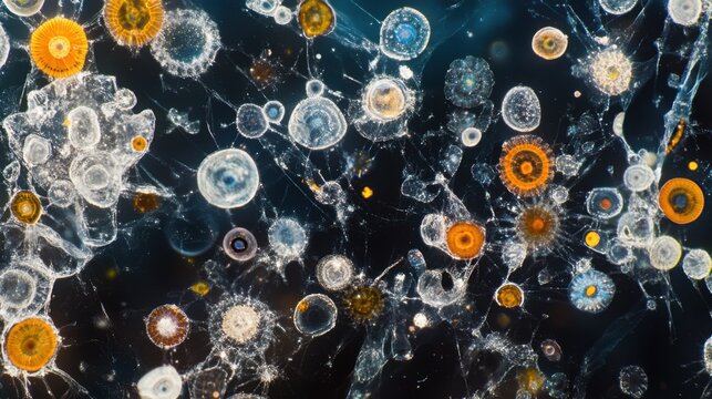 Marine phytoplankton, Coscinodiscus and Pyrophacus,live cells