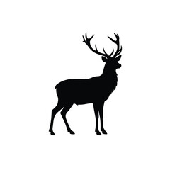 Reindeer silhouette on white background. vector sign illustration design.