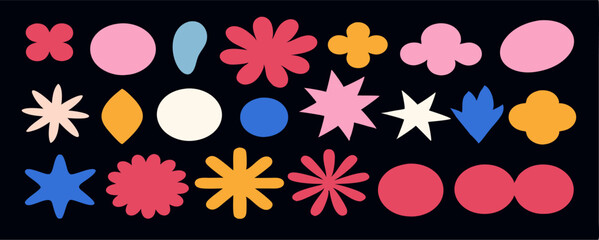 Collection of Abstract Colorful Shapes: Floral, Geometric, and Organic Elements