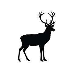 Reindeer silhouette on white background. vector sign illustration design.