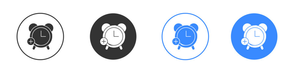 Alarm plus icon editable flat vector illustration concept.