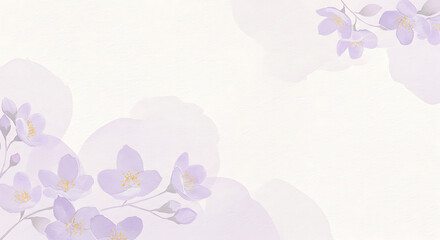 Purple Floral Branches Delicate Watercolor Background for Design Template