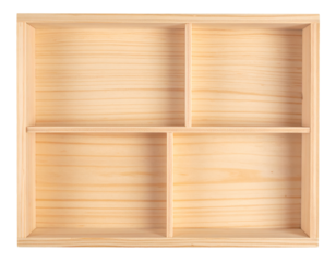 Empty wooden bento box isolated on transparent background