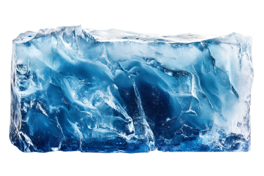 Large block of blue ice isolated on a transparent background