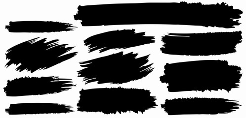 Black Ink Brush Strokes: Set of Hand-Painted Texture