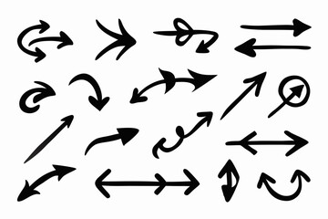 Hand-Drawn Arrow Icons: Collection of Black Arrows