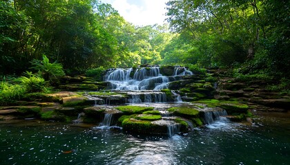 Lush Waterfall in Forest