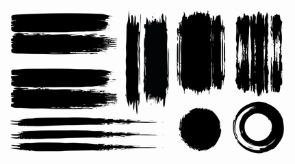 Black Ink Brush Stroke Texture Set: Design Elements