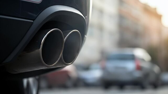 A close up of a car exhaust releasing smoke into the air, pollution control example.