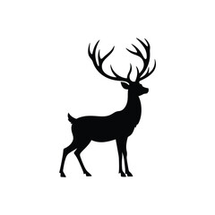 Reindeer silhouette on white background. vector sign illustration design.