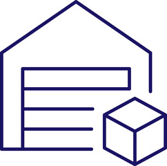 Box next to Warehouse Thin Icon for Web Sites, Books, Cards, Apps