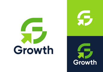 letter G with arrow logo. creative global growth technology vector design concept