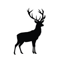 Reindeer silhouette on white background. vector sign illustration design.