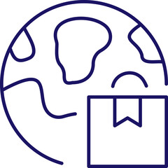 Thin Icon of Box by Planet for Graphics, Concept, Apps