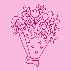 Cute Hand Drawn Flower Bouquet Illustration