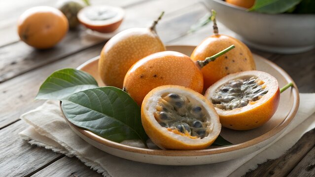 Rustic Display of Sweet Granadillas &ndash; High-Res Natural Plate