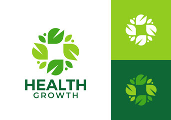 medical leaf logo design. simple modern nature health care symbol vector graphic	
