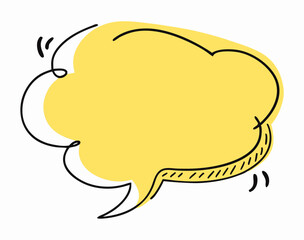 Yellow Hand-Drawn Speech Bubble, Blank Text Box