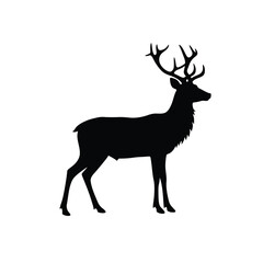 Reindeer silhouette on white background. vector sign illustration design.