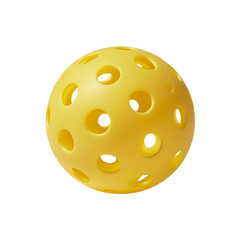 Fototapeta premium Yellow plastic ball with holes isolated on white background