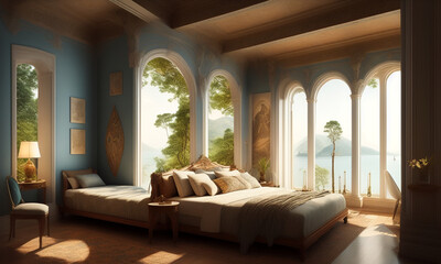 Surreal landscape ancient greece analog style. Generative AI	
