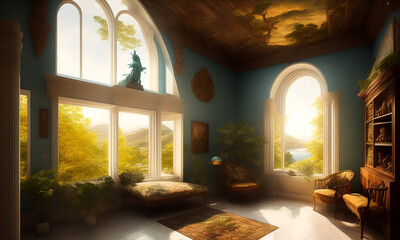 Surreal landscape ancient greece analog style. Generative AI	
