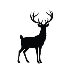 Reindeer silhouette on white background. vector sign illustration design.