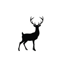 Reindeer silhouette on white background. vector sign illustration design.