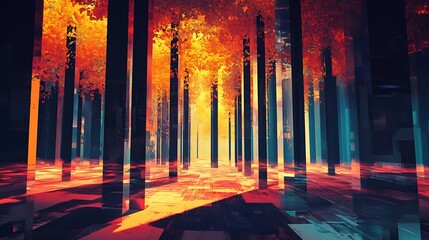 Obraz premium Abstract digital forest of forecast trees