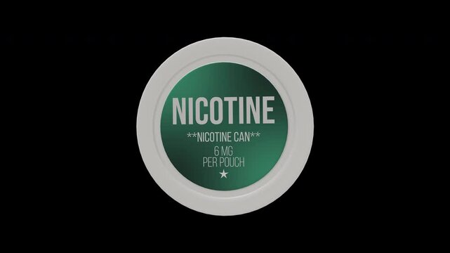 Nicotine Pouch Tin Rotating on a Transparent Background. Seamless Loop. 4K